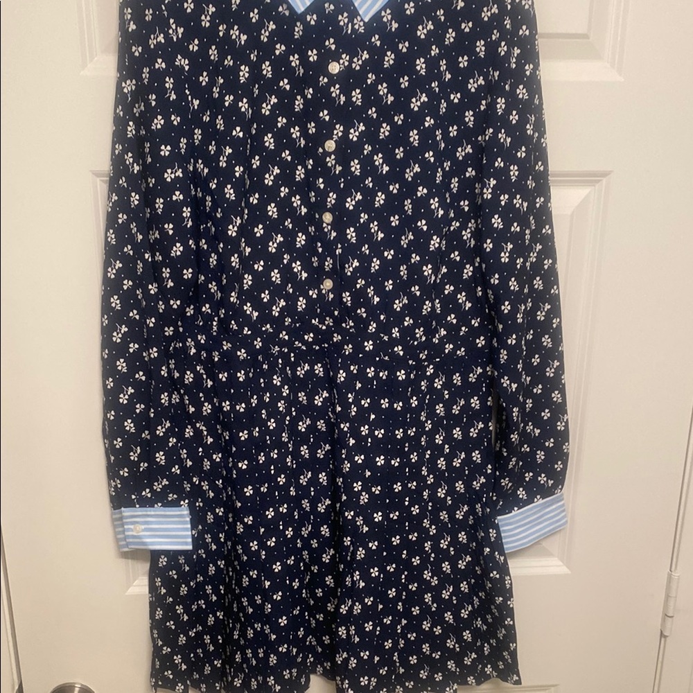 Navy Floral Long Sleeve Dress